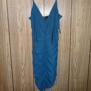 Blue spaghetti strap scrunchy dress